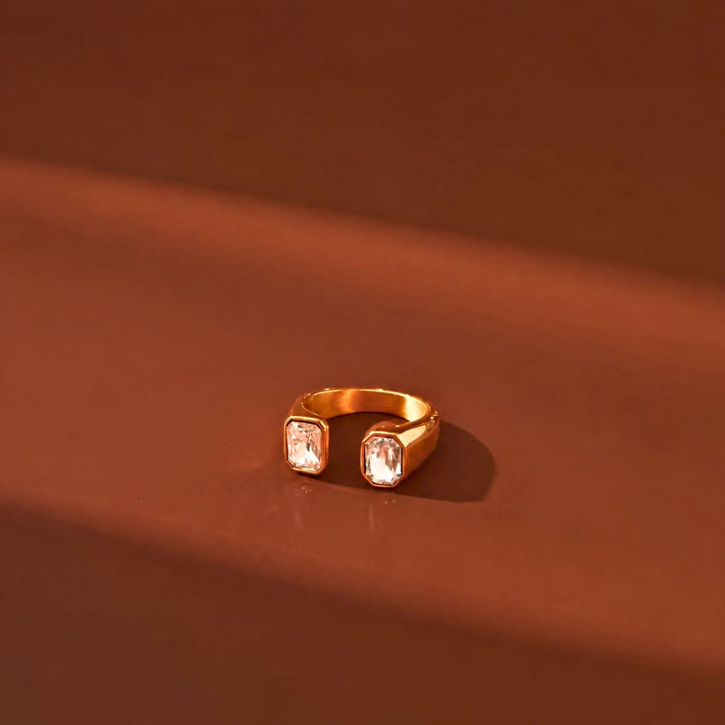 18K Gold Plated Crystal Edge Open Ring, Bani