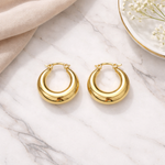 Load image into Gallery viewer, 18kt Gold Plated U Shaped Chunky Hoop Earrings, Ballerina