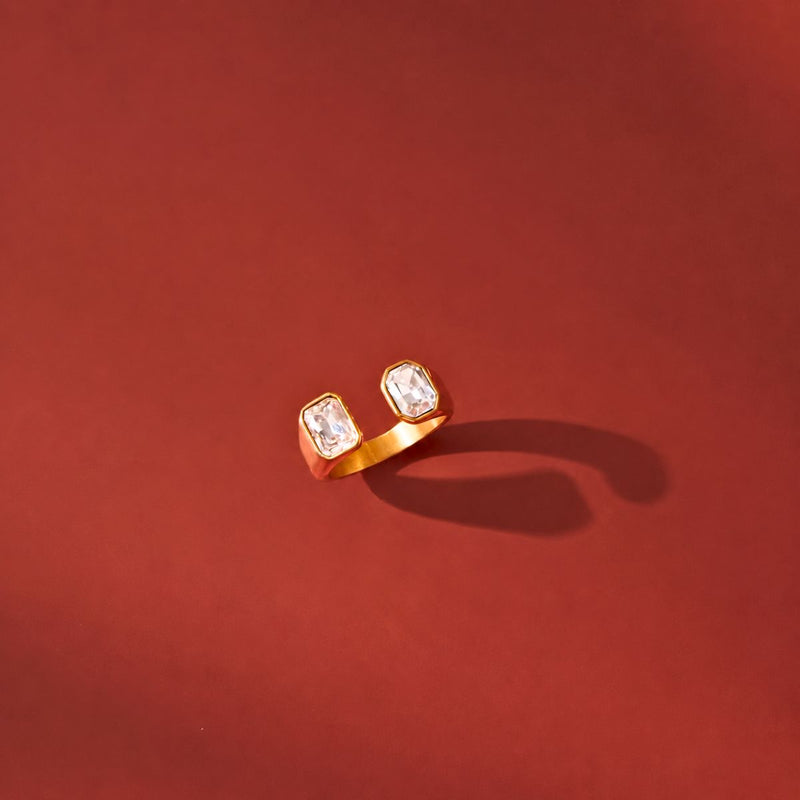 18K Gold Plated Crystal Edge Open Ring, Bani