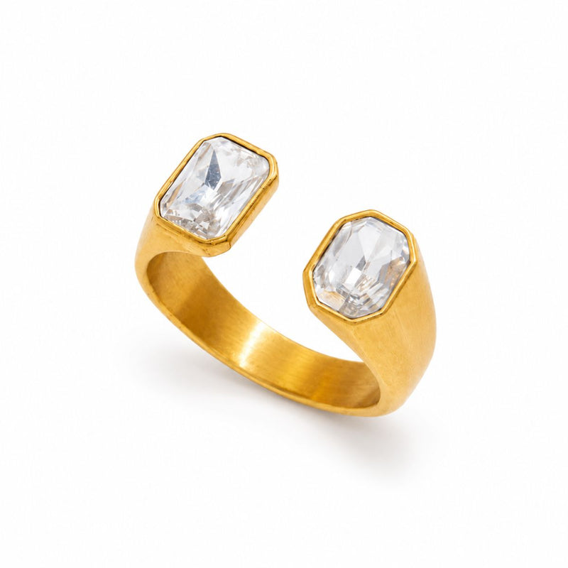 18K Gold Plated Crystal Edge Open Ring, Bani