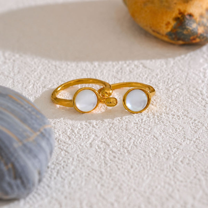 18K Gold Plated Open Cuff Statement Ring, Lumi