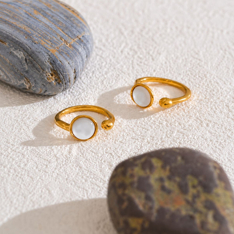 18K Gold Plated Open Cuff Statement Ring, Lumi