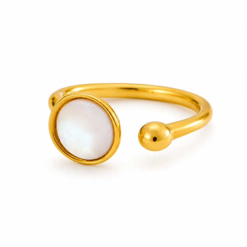 18K Gold Plated Open Cuff Statement Ring, Lumi
