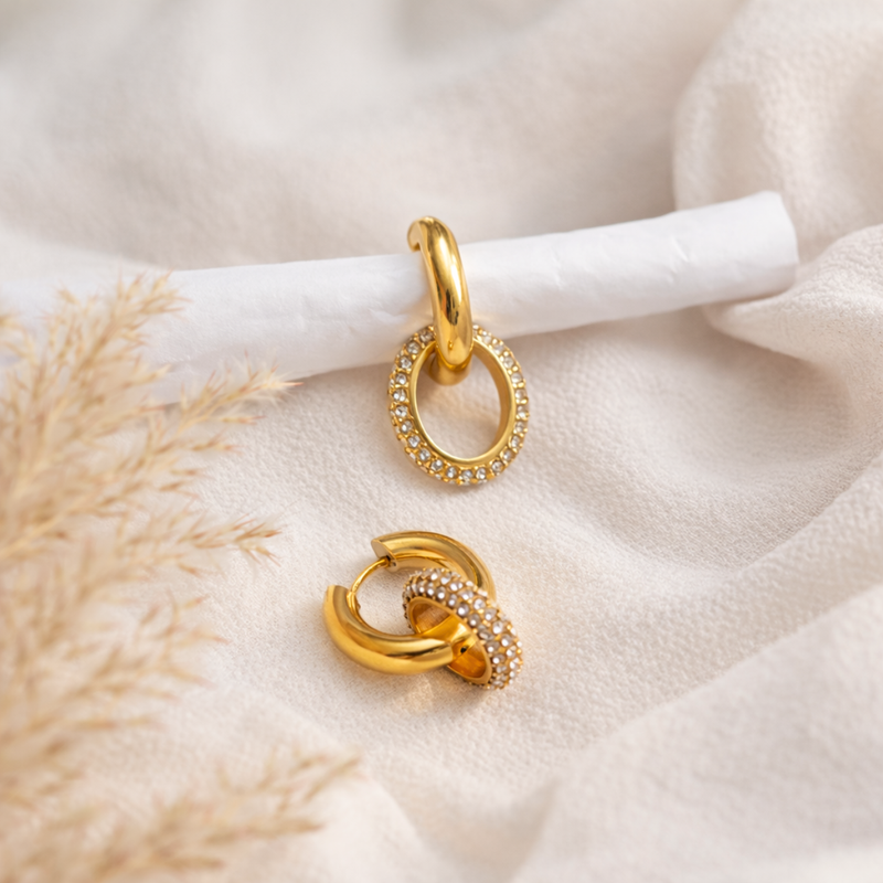 18KT Gold Plated Zircon Insert Huggies, Pritika (pre-order)