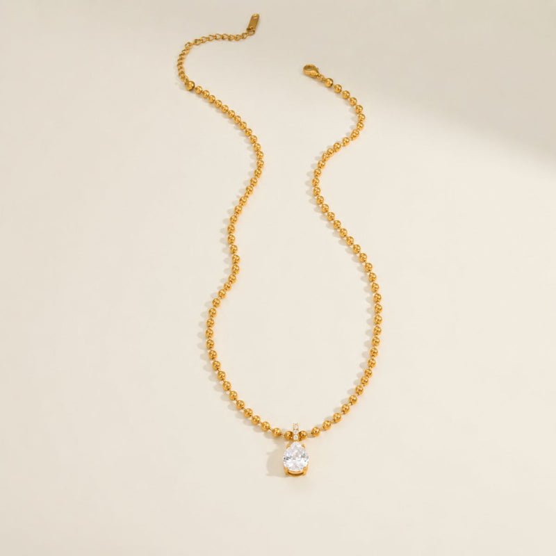 18K Gold Plated Teardrop Bead Chain Necklace, Mahi