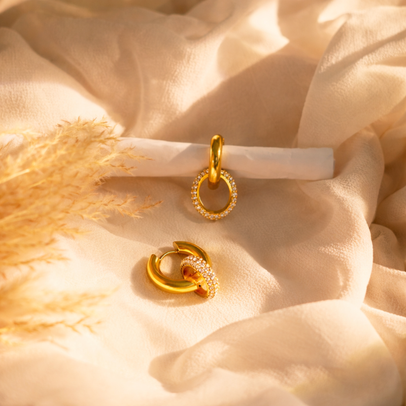 18KT Gold Plated Zircon Insert Huggies, Pritika (pre-order)