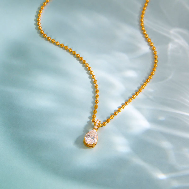 18K Gold Plated Teardrop Bead Chain Necklace, Mahi