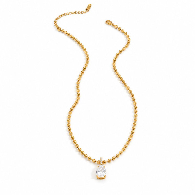 18K Gold Plated Teardrop Bead Chain Necklace, Mahi