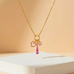Load image into Gallery viewer, 18K Gold Plated Pink Charm Layered Necklace, Kyra
