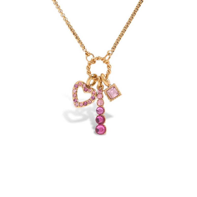 18K Gold Plated Pink Charm Layered Necklace, Kyra