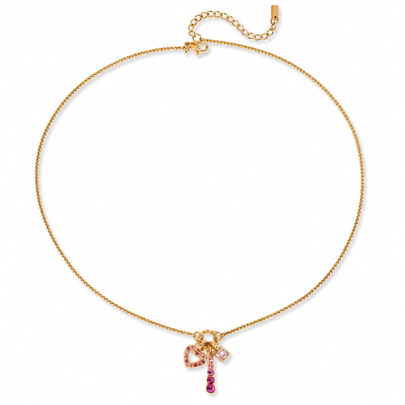 18K Gold Plated Pink Charm Layered Necklace, Kyra