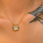 Load image into Gallery viewer, 18K Gold Plated Square Crystal Pendant Chain Necklace, Monaco
