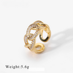 Load image into Gallery viewer, 18kt Gold Plated Adjustable Cuban Cubic Zirconia Ring, Cuban