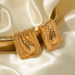 Load image into Gallery viewer, 18kt Gold Plated Chunky Textured Rectangle Stud Earrings, Advika - Inaya Accessories