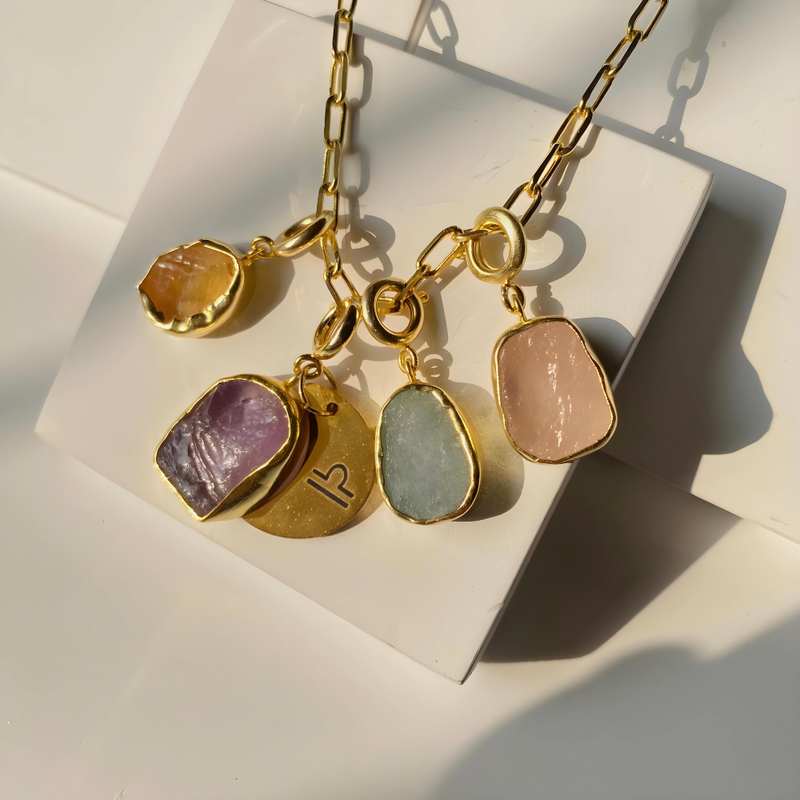 Druzy Link Charm Necklace - Inaya Accessories