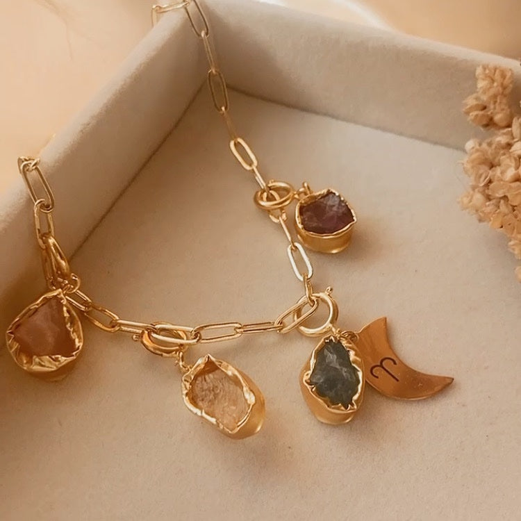 Druzy Link Charm Necklace - Inaya Accessories