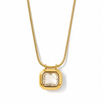 Load image into Gallery viewer, 18K Gold Plated Square Crystal Pendant Chain Necklace, Monaco
