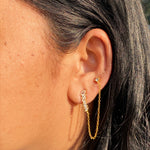 Load image into Gallery viewer, 18kt Gold Plated Demi Fine Multiple White Zircon Piercing Chain Earrings, Lyra
