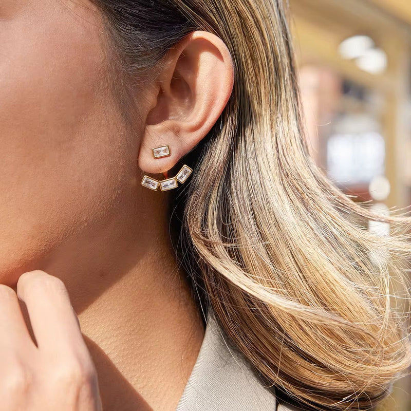 18K Gold Plated Baguette Crystal Earring, Jessi