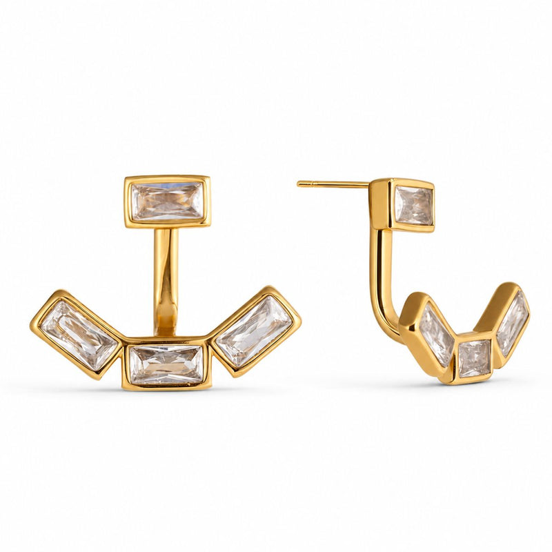 18K Gold Plated Baguette Crystal Earring, Jessi