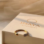 Load image into Gallery viewer, 18Kt Gold Plated Crescent Zirconia Ring, Iris - Inaya Accessories