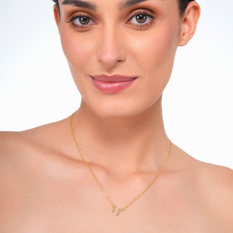 Inaya 18 KT Gold Plated Stainless Steel Chic Personalised Capital Initial  Necklace
