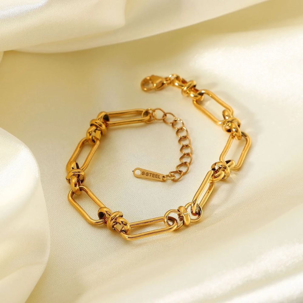 18kt Gold Plated Paperclip Statement Bracelet, Catalina - Inaya Accessories