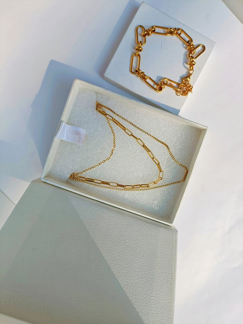 The Ultimate Gold Elegance Set-
 Hailey Necklace and Catalina Bracelet