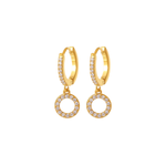 Load image into Gallery viewer, 18K gold plated Elegant Crystal Halo Drop Hoop Earrings, Viviette