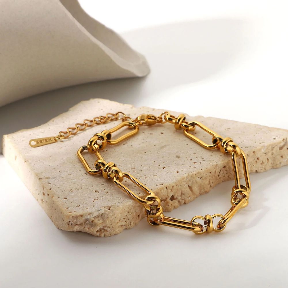 18kt gold plated paperclip statement bracelet, catalina   inaya accessories