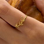 Load image into Gallery viewer, 18KT Gold Plated Marquise Leaf Triple Band Ring – Willow
