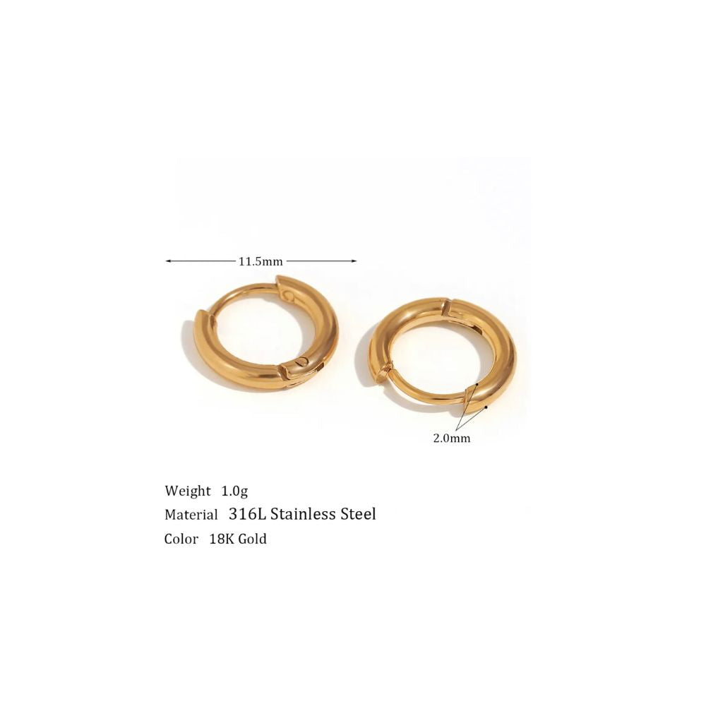 18kt Gold Plated Minimal Round Hoops, Sudha - Inaya Accessories