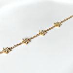 Load image into Gallery viewer, 18kt Gold Plated Cubic Zirconia Flower Charm Bracelet, Bella
