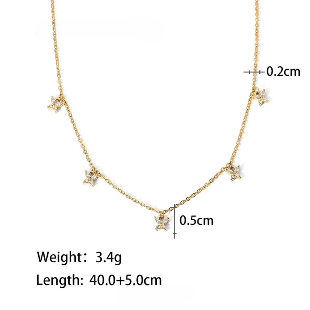 18kt Gold Plated Butterfly Choker Cubic Zirconia Charm Necklace, Titly