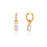 Load image into Gallery viewer, 18K Gold Plated Marquise Crystal Hoop Earrings, Anya
