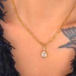 Load image into Gallery viewer, 18K Gold Plated Crystal Drop Paperclip Necklace, Ira
