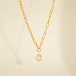 Load image into Gallery viewer, 18K Gold Plated Crystal Drop Paperclip Necklace, Ira
