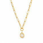 Load image into Gallery viewer, 18K Gold Plated Crystal Drop Paperclip Necklace, Ira
