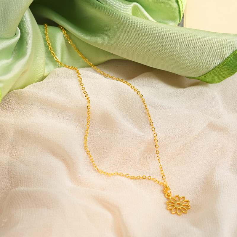 Inaya 18 KT Gold Plated Stainless Steel Personalised Floral Necklace