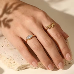 Load image into Gallery viewer, 18KT Gold Plated Marquise Leaf Triple Band Ring – Willow
