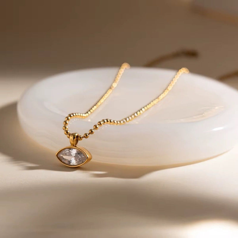 18K Gold Plated Marquise Crystal Necklace, Katrina