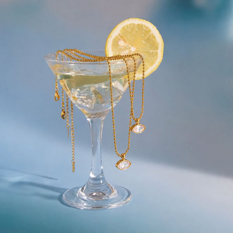 18K Gold Plated Marquise Crystal Necklace, Katrina