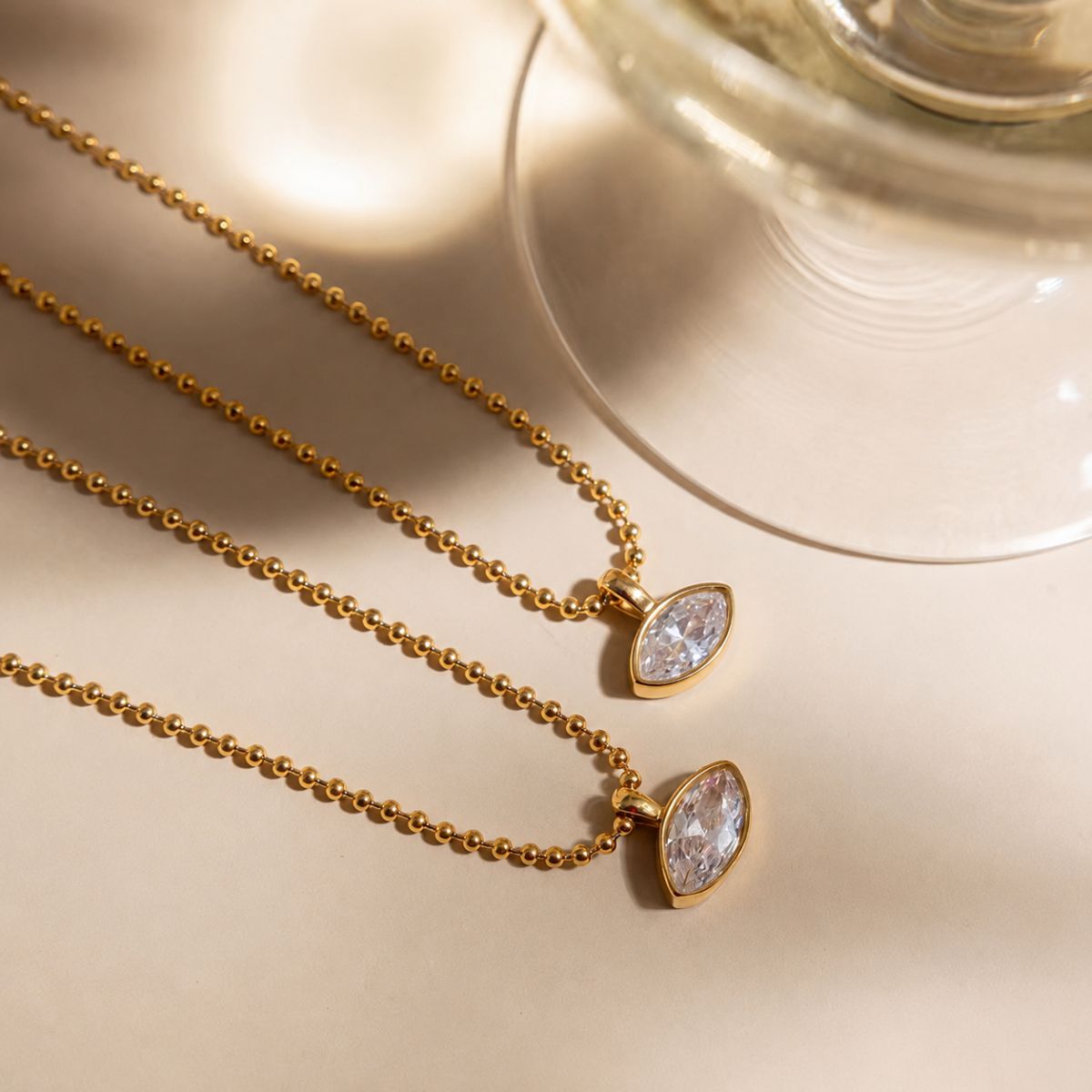 18k gold plated marquise crystal necklace, katrina