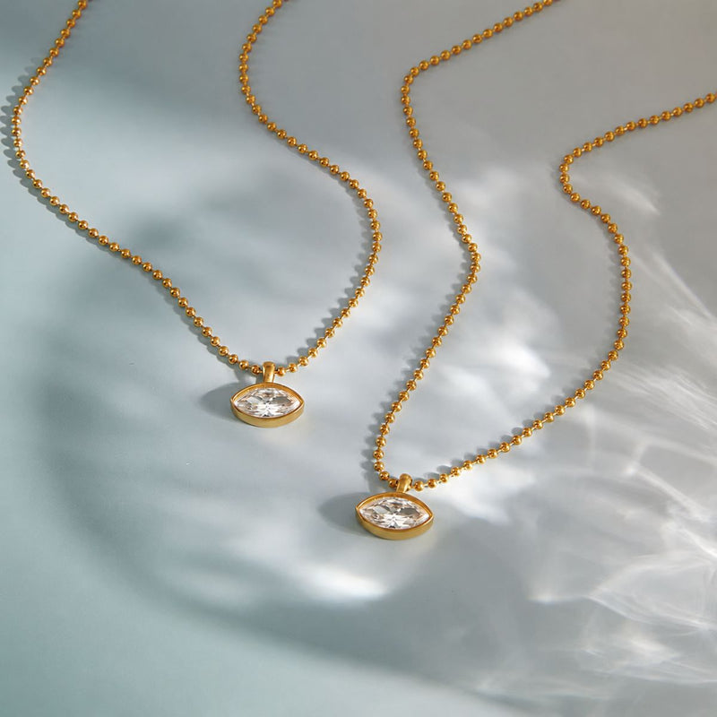 18K Gold Plated Marquise Crystal Necklace, Katrina