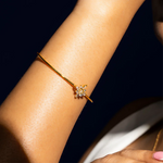 Load image into Gallery viewer, 18KT Gold Plated Sterling Silver floral star kada bracelet, Twyla
