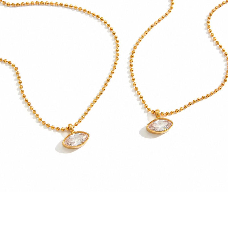 18K Gold Plated Marquise Crystal Necklace, Katrina