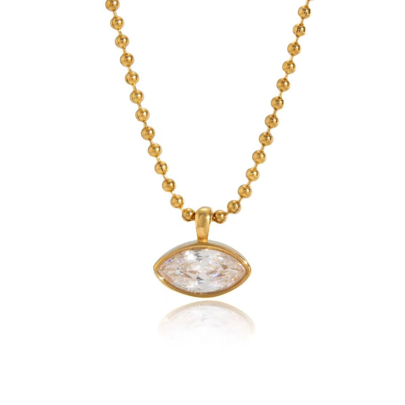 18K Gold Plated Marquise Crystal Necklace, Katrina