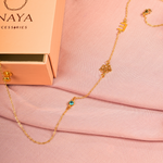 Load image into Gallery viewer, Inaya 18 KT Gold Plated Stainless Steel Personalised Initial, Flower &amp; Birthstone Necklace
