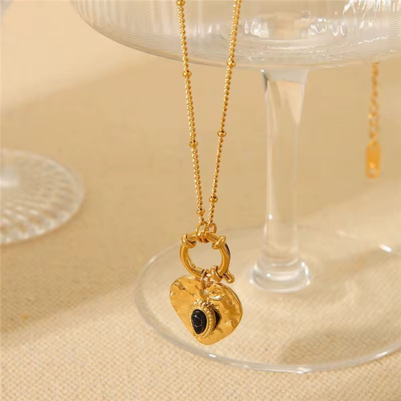 18K Gold Plated Hammered Heart Necklace, Rumi