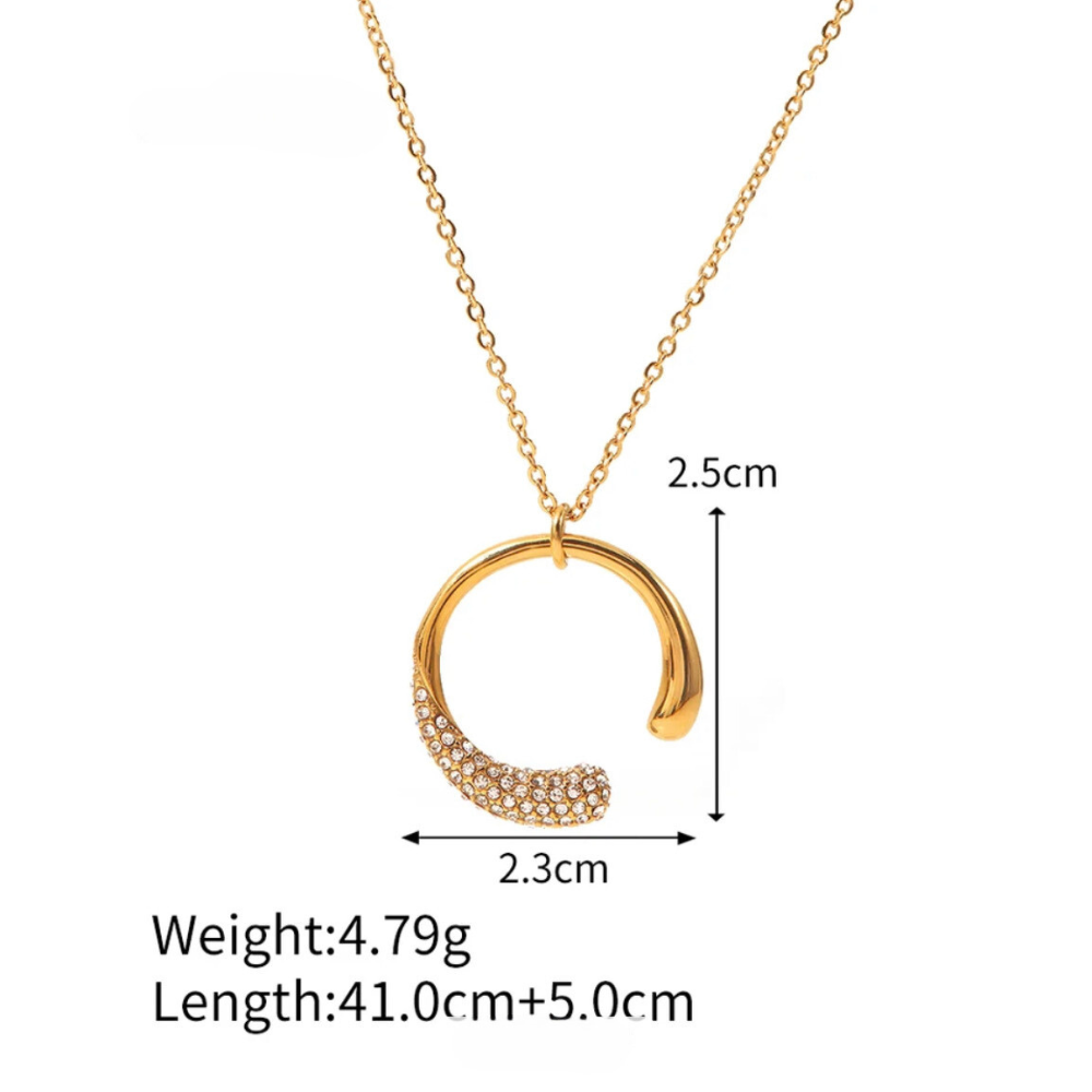 18kt Gold Plated Cubic Zirconia Crescent Necklace, Celena